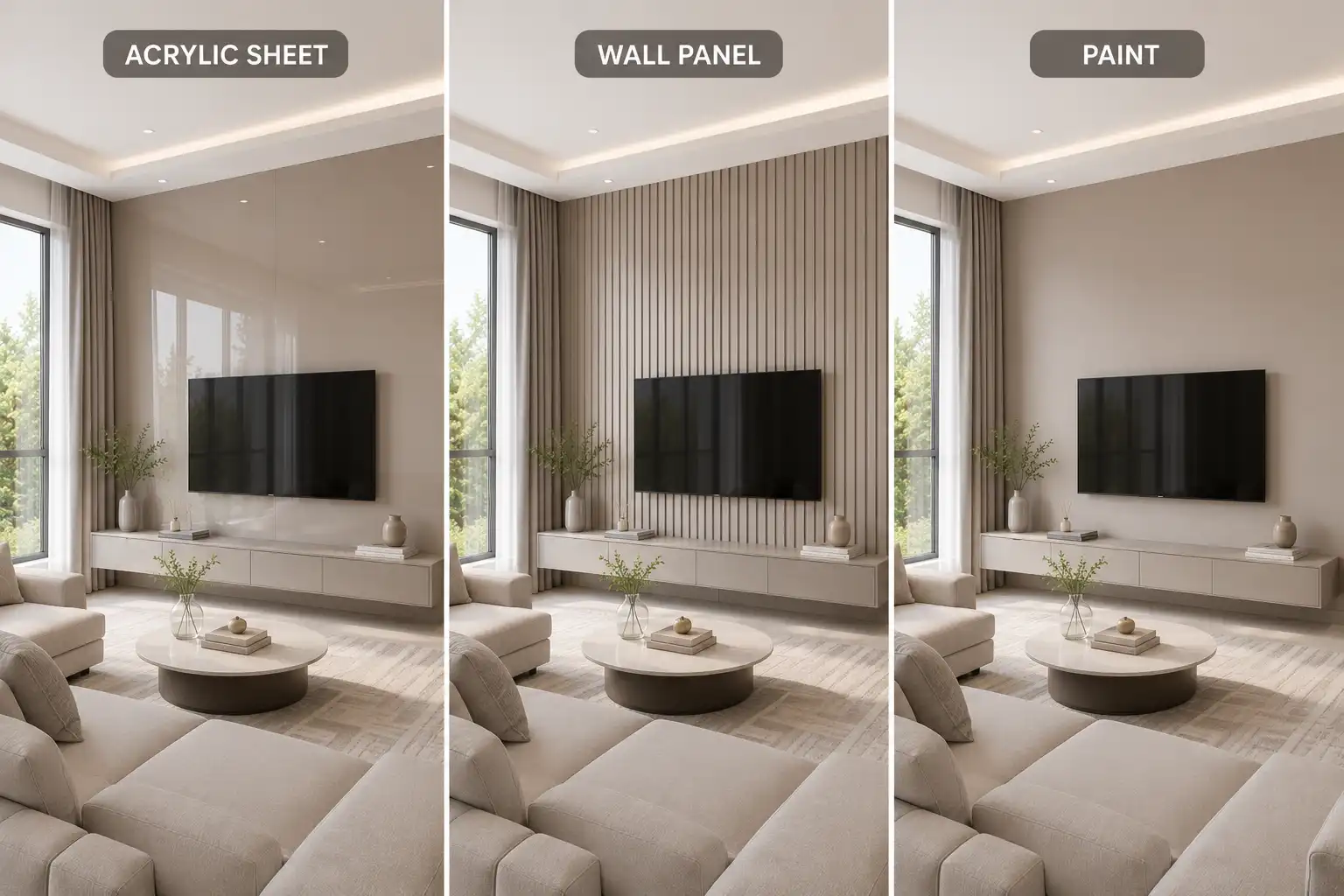 paint vs acrylic sheet vs wall panel